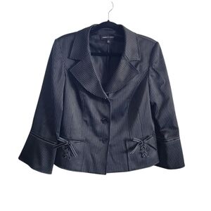 Isabel & Nina Black Pinstripe 3/4 Sleeve Cropped Blazer Jacket Women's Size 12
